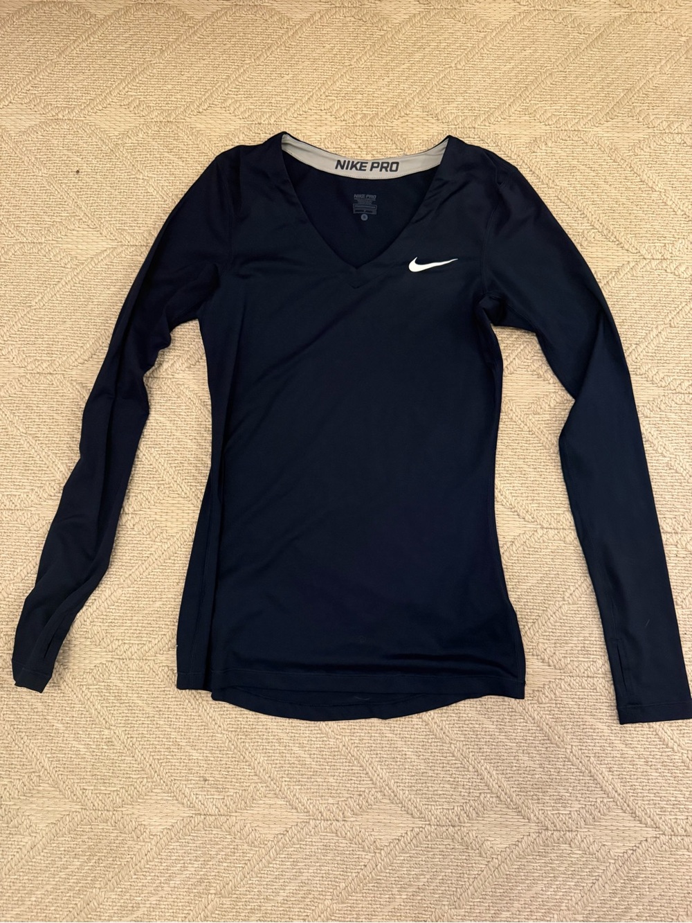 Nike Women's Long-Sleeve V-Neck Performance Top in Black